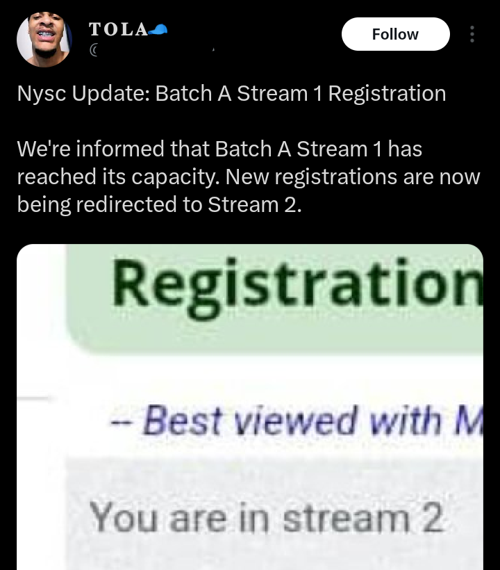 Why was I moved to NYSC Stream 2