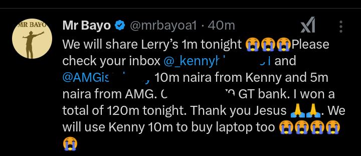 Mr Bayo 120 million bet story