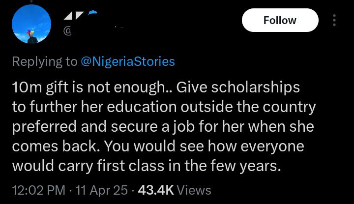 Sanwo Olu N10 million gift